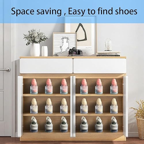 Miniatura 6 de Paquete de 10 ranuras ajustables transparentes para zapatos, estante para zapatos que ahorra espacio para armario, apiladores de zapatos de doble