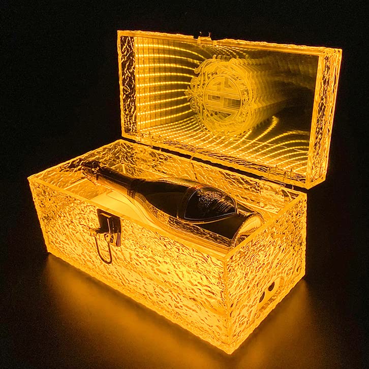 LoJax Scatola Portabottiglie per Liquore a LED, Ripiano per Bottiglie da Bar Illuminato Giallo, Espositore per Bottiglie di Champagne per Hotel/Discoteca/Festa Privata per Presentatori di Bottiglie
