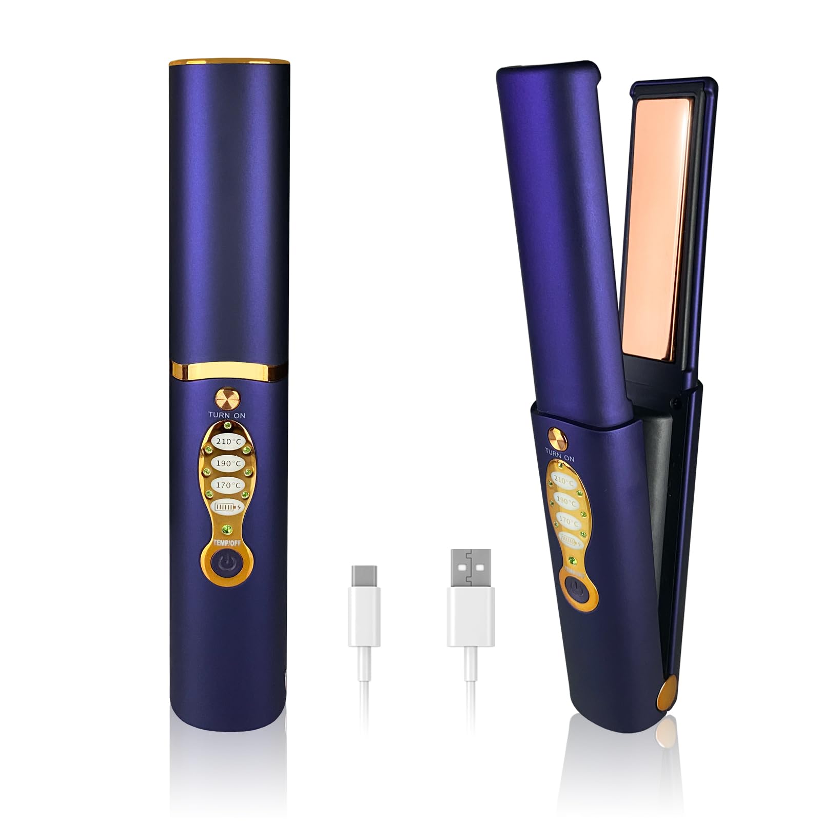 Cordless Hair Straighteners Titanium Portable Flat Iron Wireless Mini Hair Straightener 2 in 1 for Straightening and Curling Travel Straightener Dual Voltage 5000 mAh Battery Heats Up in Seconds