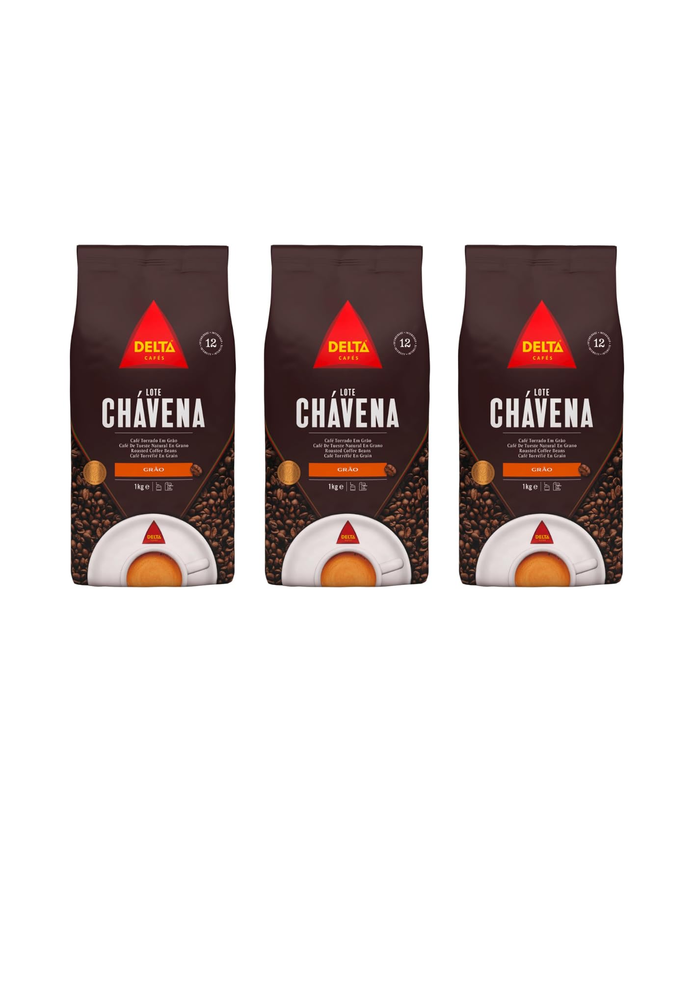 Delta Lote Chavena, Coffee Whole Beans - Balanced Blend Roasted Coffee Beans (Pack of 3 (3kg)