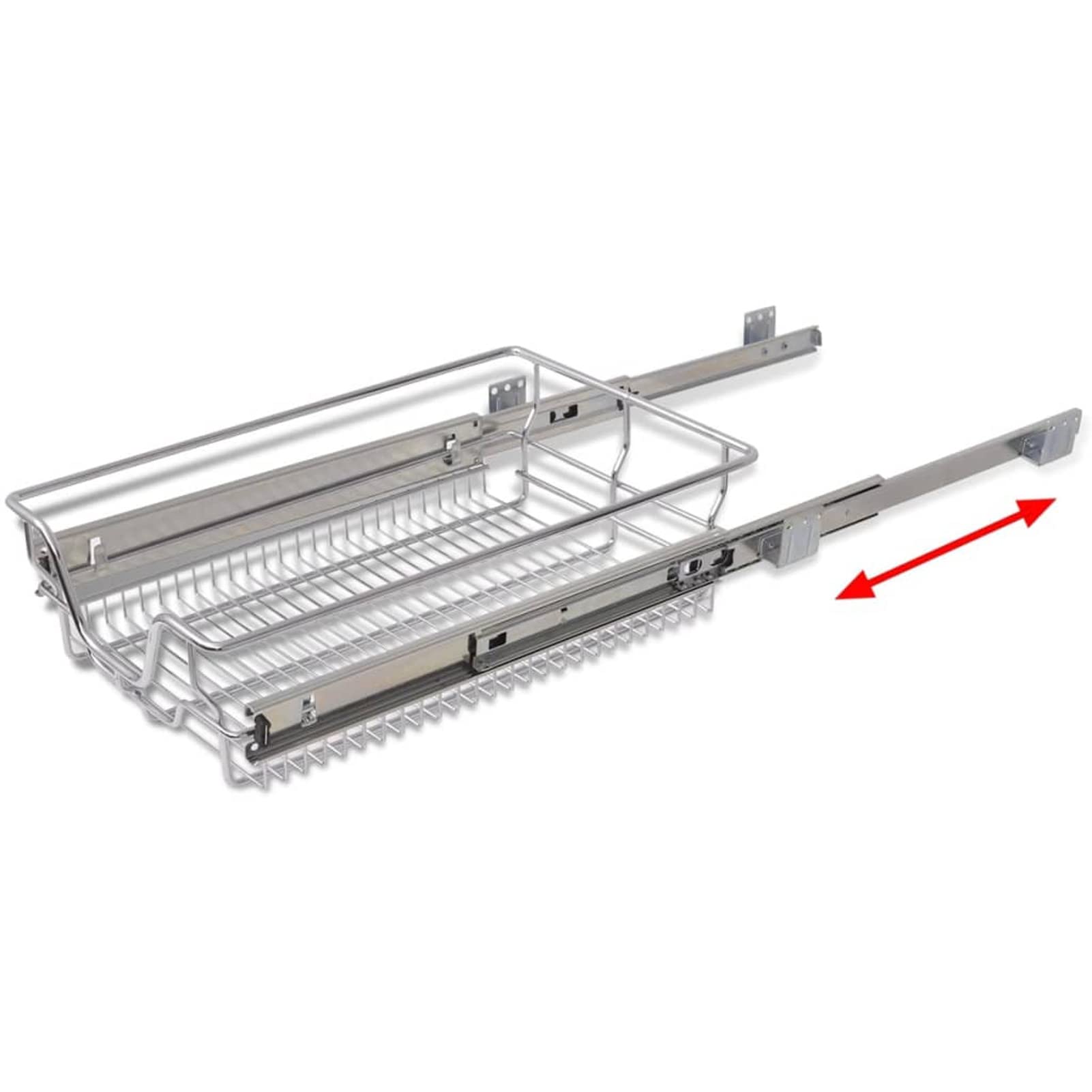 MOONAIRY Einbauschublade Korbauszug 2 STK Küchenschubladeneinsätze, Apothekerschrank Einsatz, Gemüse Regal, Gewürzregal Ausziehbar Für Küchenschrank, Drahtkorb Unterschrank, Silbern 400 mm