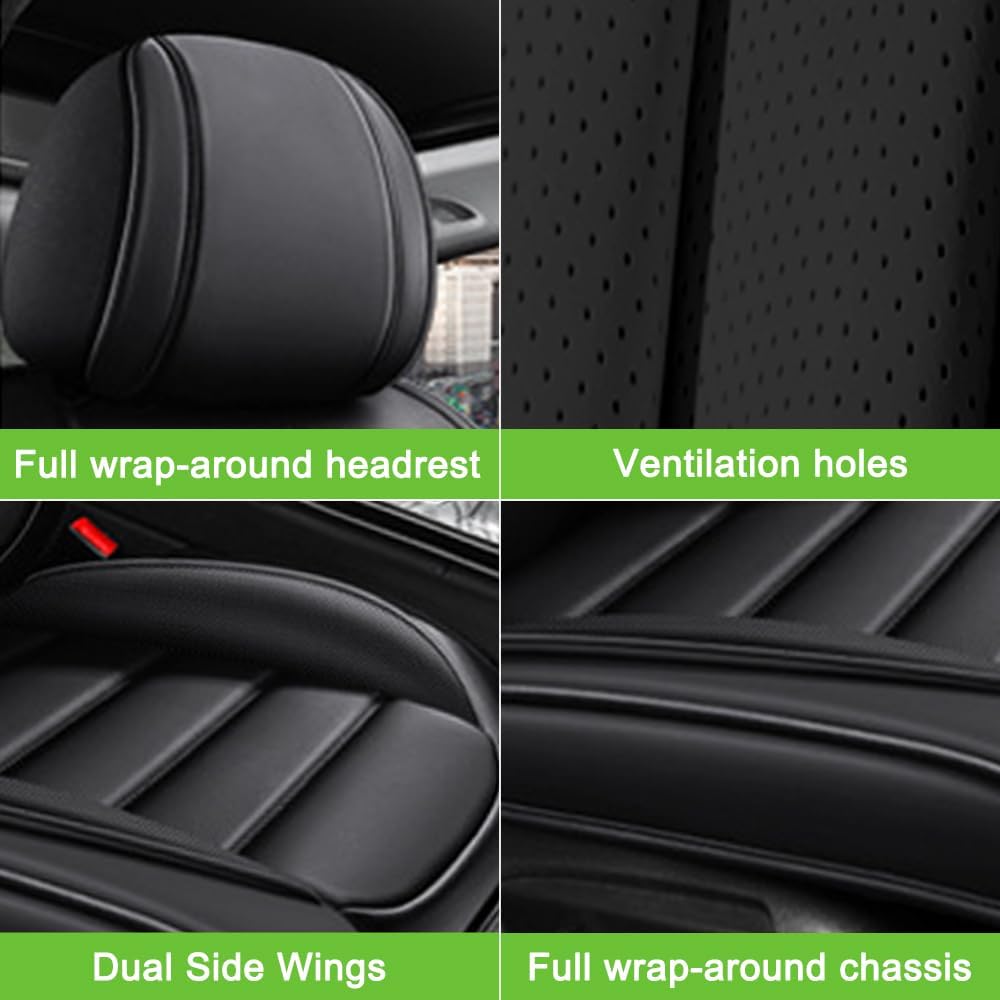 Seat Covers for Honda Accord Crosstour 2010-2011,2PCS Leather Car Seat Covers,Waterproof Seat Protectors Auto Seat Covers,Breathable Nonslip Interior Cover Seats for Cars(Solid Black)