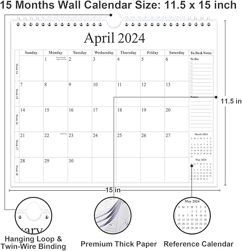 Miniatura 3 de Calendario 2024-2025  Calendario de pared 2024-2025 de enero de 2024 a junio de 2025, calendario de 18 meses con papel de primera calidad,