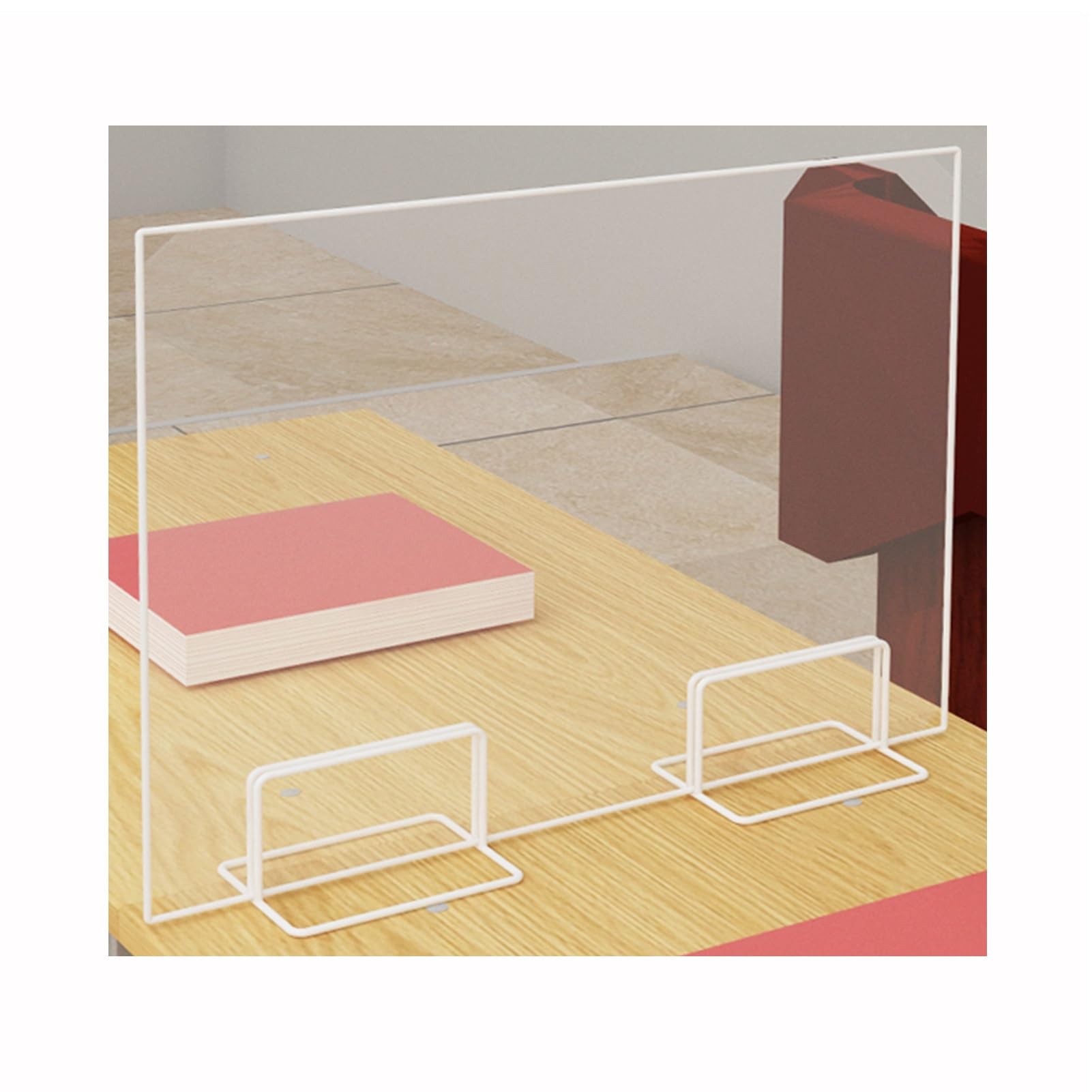 Schermo divisorio Portatile per scrivania, 174x45 cm, Trasparente, con Base, Ideale per postazioni di Lavoro, ristoranti e uffici Domestici.