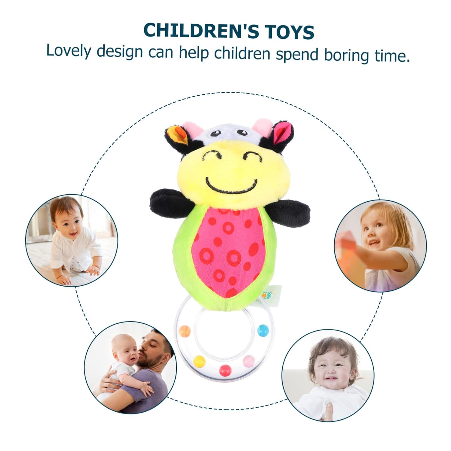 Baby Hand Bell Toy Xmas Plush Cow Rattle Fabric Infant image 4