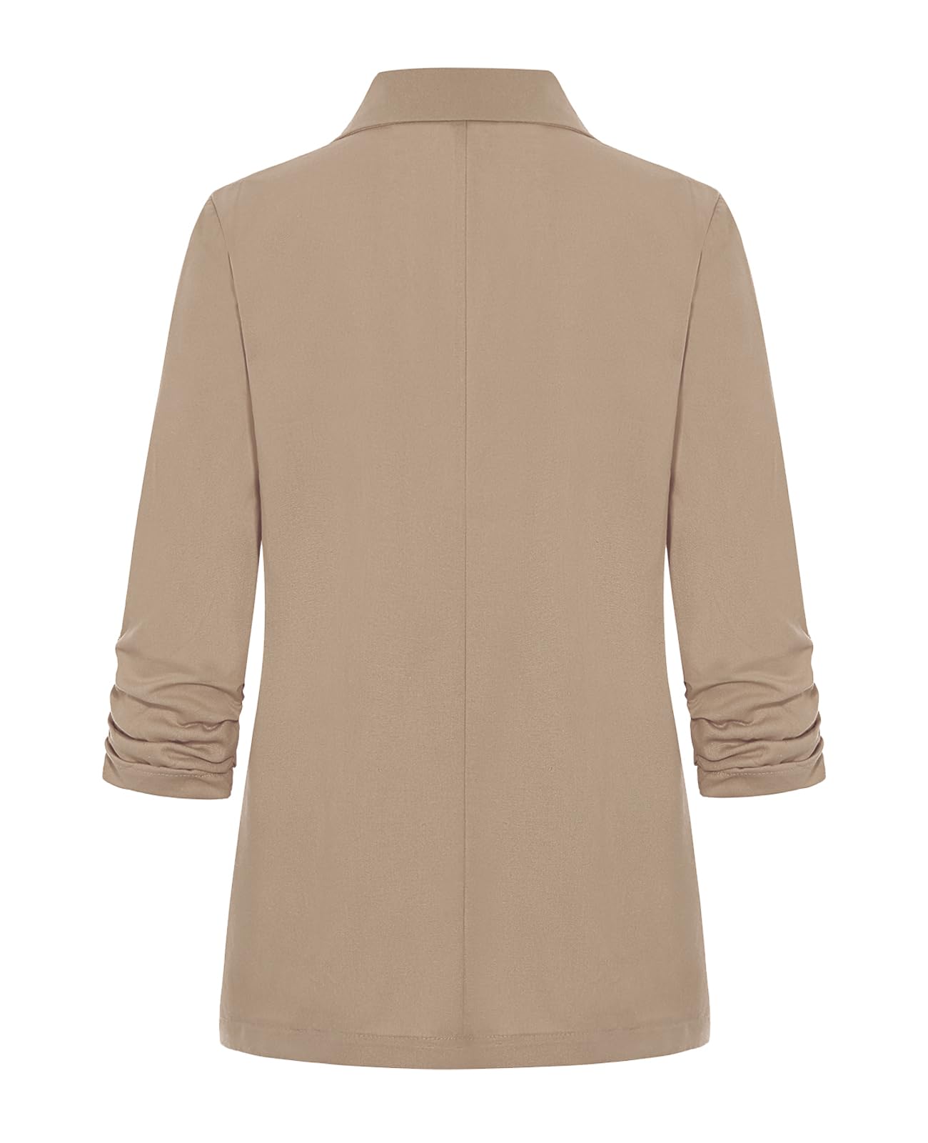 Blazer de lino y algodón con manga 3/4 fruncida para mujer, ligera, para verano, elegante, con botones y bolsillos