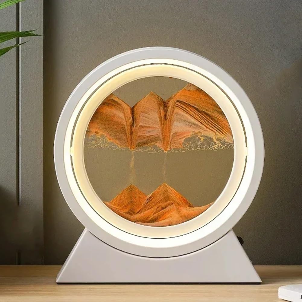 sztuka z piasku, Lampa stołowa do malowania ruchomym piaskiem, 10 cali, wielokolorowa(Yellow,White Frame)
