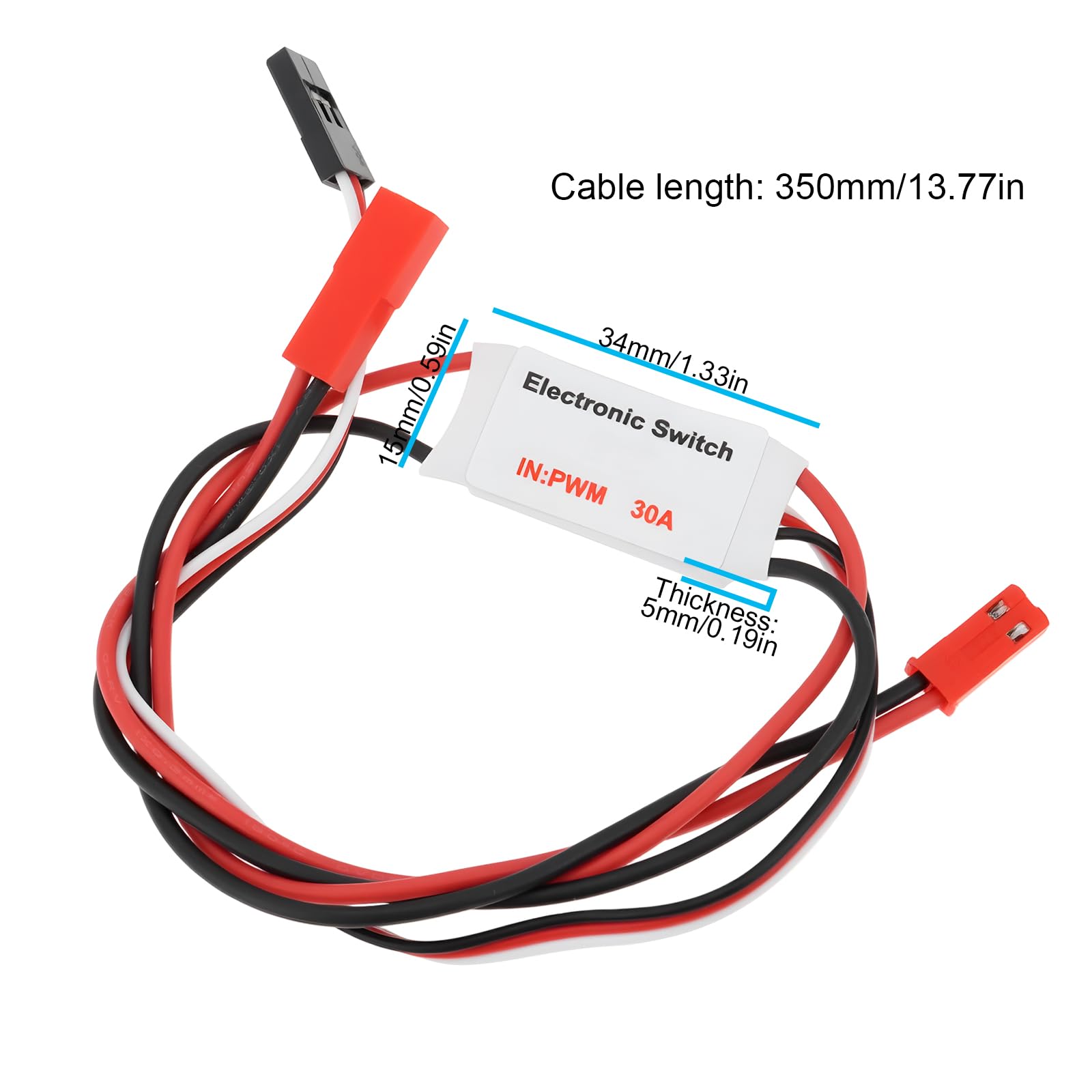 YINETTECH Electronic RC Switch with LED Status Display 3.7-27 Volt for 1-6S Lipo Supports High-Current Receivers - Image 4