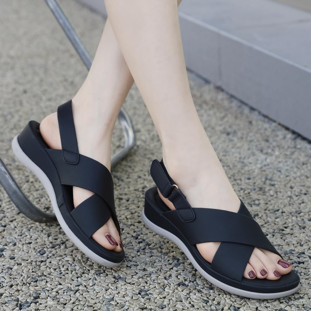 Women's Comfortable Walking Athletic Sandals Outdoor Hiking Sports Arch Support Casual Summer Beach Wedge Sandal