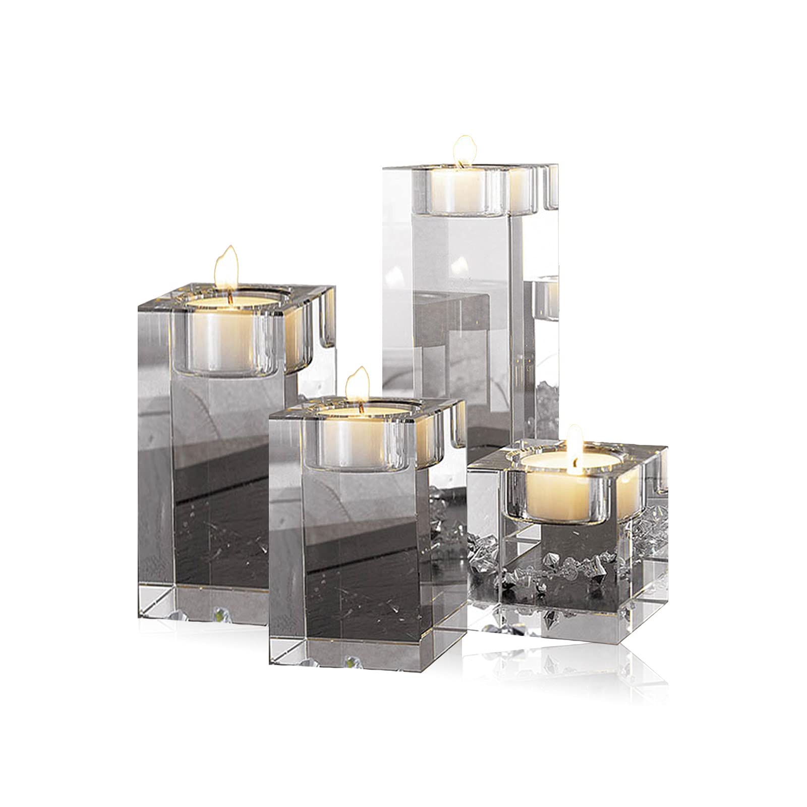 Cosy-YcYK9 Crystal Candle Holder Candelabra Tealight Holders Candles Stands Best Decor For Wedding Birthday Christmas Bar Party (Hight of 6+8+10+12cm)