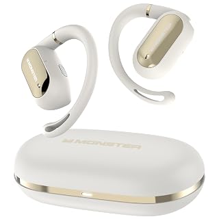 Monster Open Ear AC322 Wireless Earbuds, Bluetooth 5.4, 36H Playtime, IPX5 Waterproof, Open-Ear Design with Adjustable Ear Hooks, Secure Fit for Running & Workout, Clear Calls White - Amazon product rated Grade A