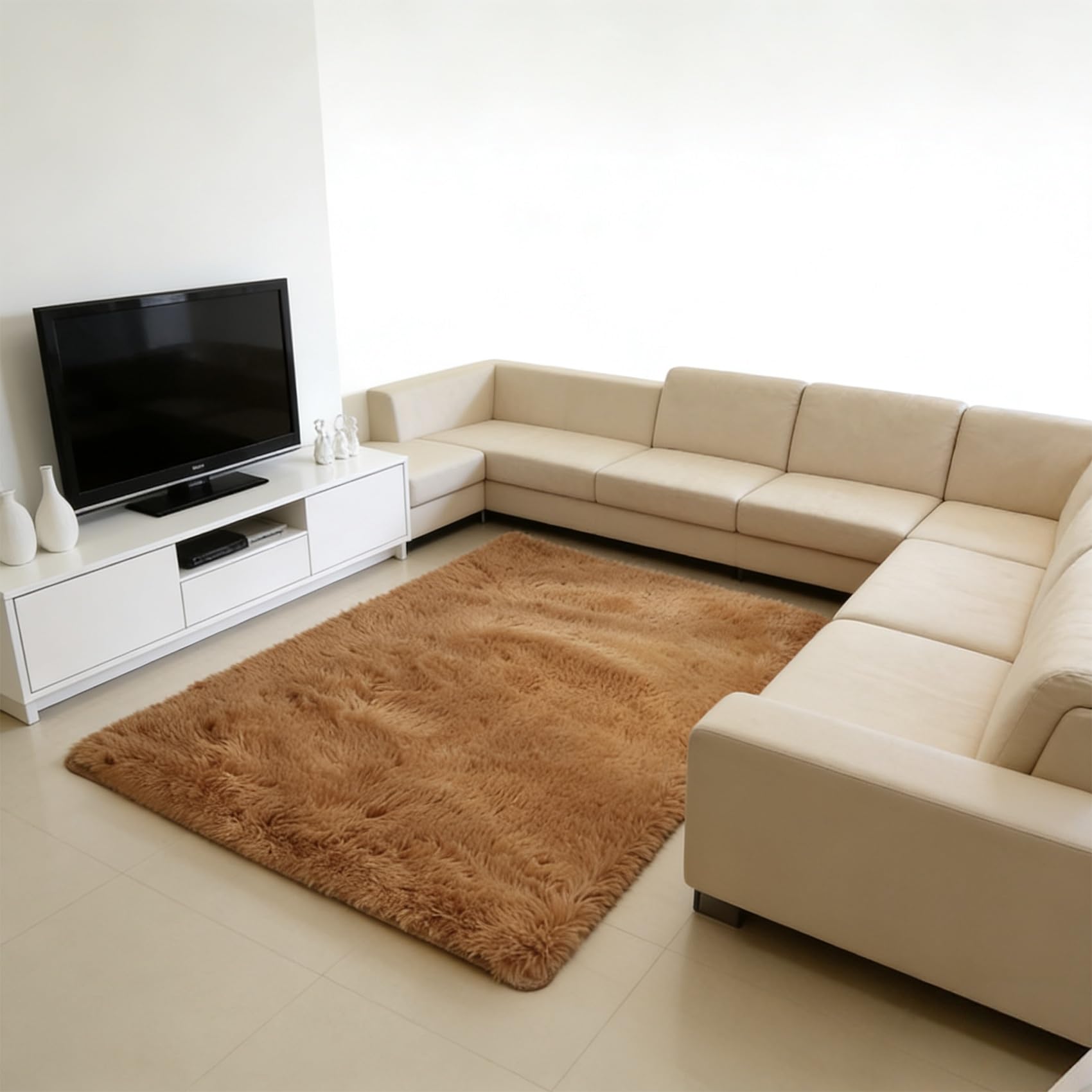 Amazon | シャギーラグ 197 x 130 cm 厚め洗える滑り止め付ふわっと