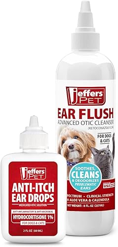 Miniatura 9 de Jeffers Limpiador de oídos para mascotas para perros y gatos - Lavado ótico suave con aloe y caléndula - Apoya el aseo de rutina y la limpieza
