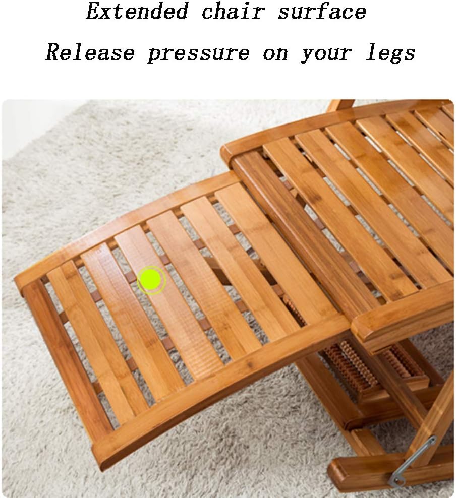 N / A Bamboo Rocking ChairFolding Chair, Adjustable Folding Bamboo Rocking Chair, Extended Chair Surface with Foot Massage Sun Chair, Old Armchair(Color:No mat)