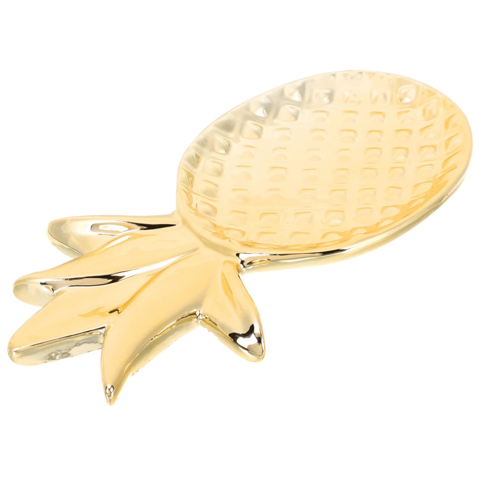 Amosfun Goldene Keramik Schmuckschale als Ablage für Ohrringe, Ananasform