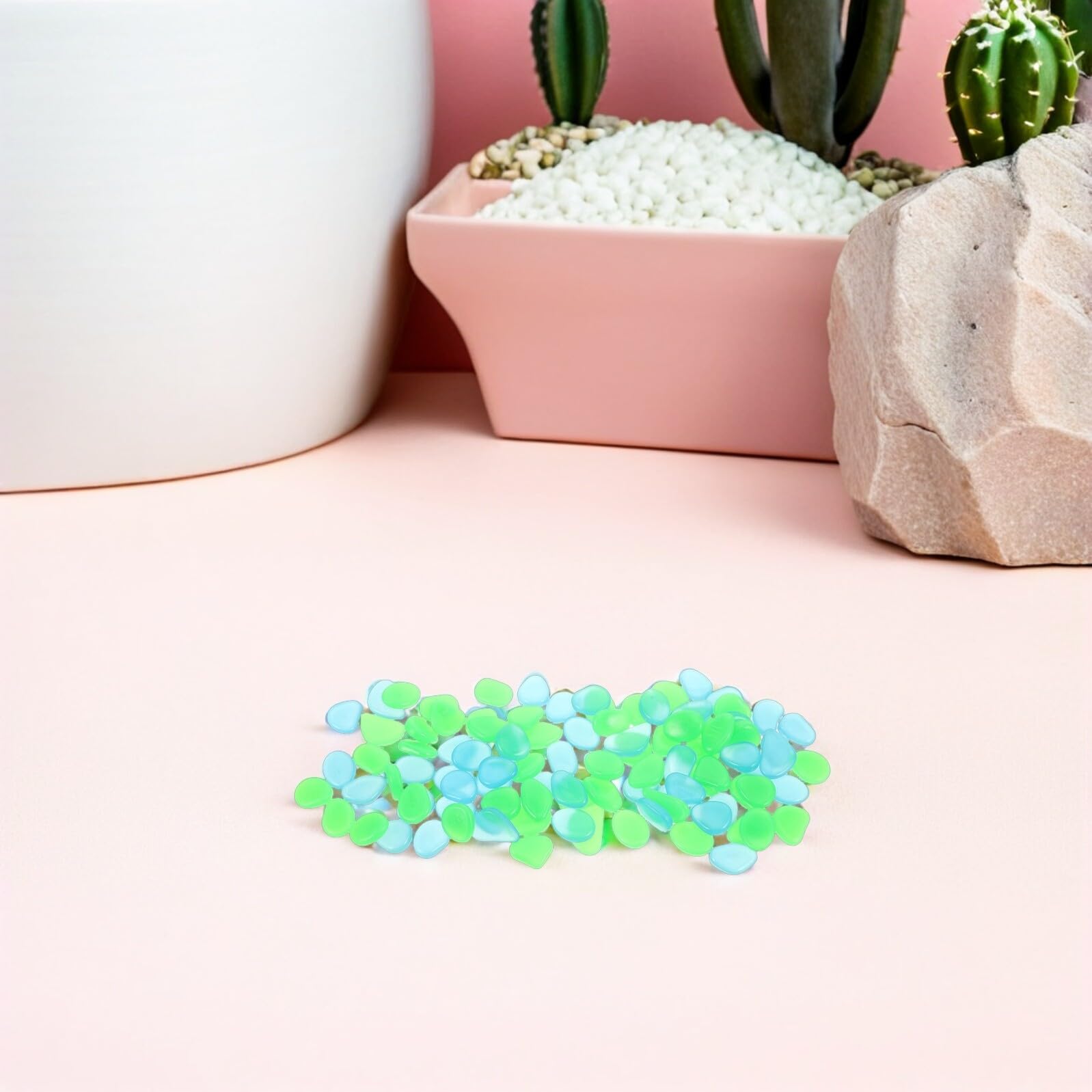 Abaodam 500 Pietre Fosforescenti per Acquari e Giardino Ciottoli Decorativi in Resina Blu-Verde 20-30 MM Ghiaia Luminosa per Rocce Acquario e Decorazioni Esterni