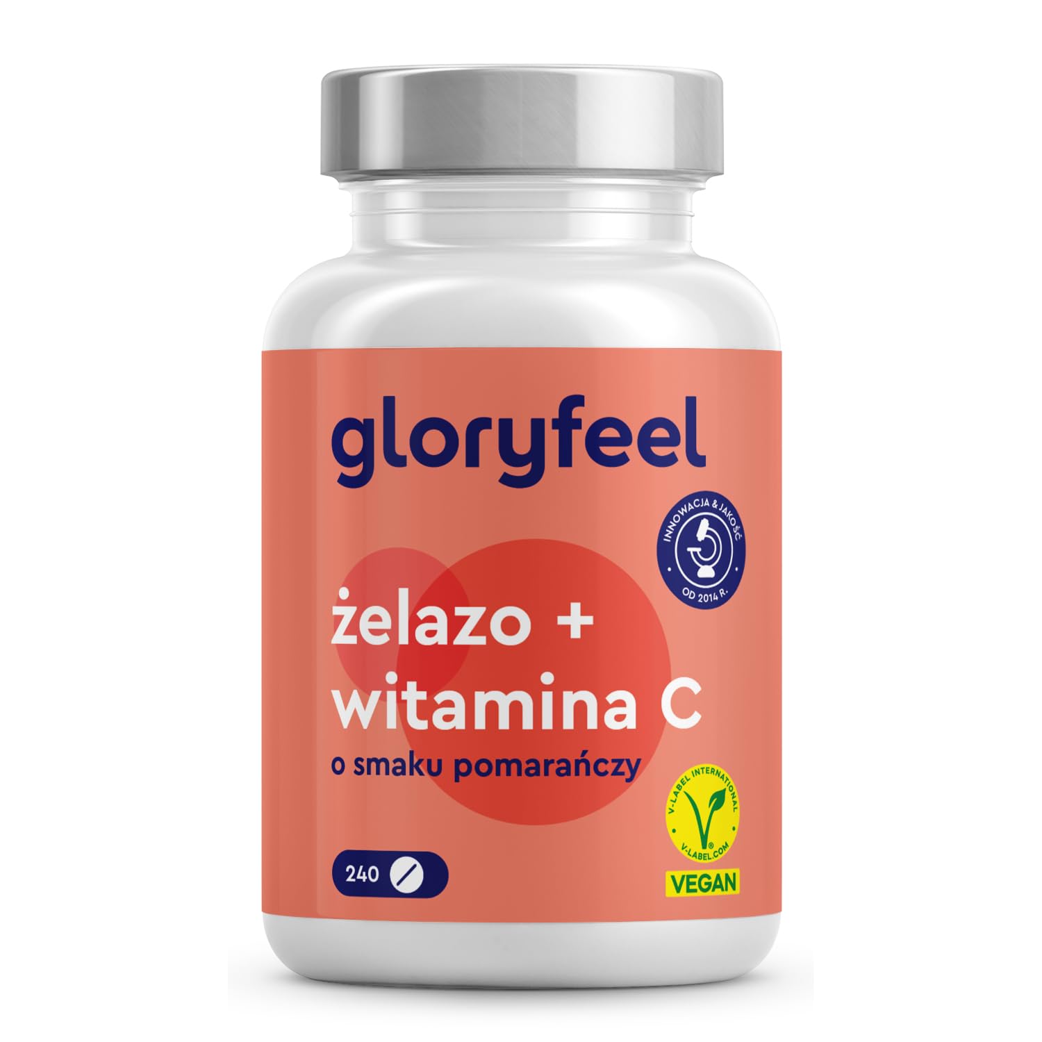 Żelazo z 40mg witaminy C - 240 tabl. - Najwyższej jakości surowce: bisglicynian żelaza + witamina C z ekstraktu z aceroli - Testowane laboratoryjnie bez dodatków, wyprodukowane w Niemczech