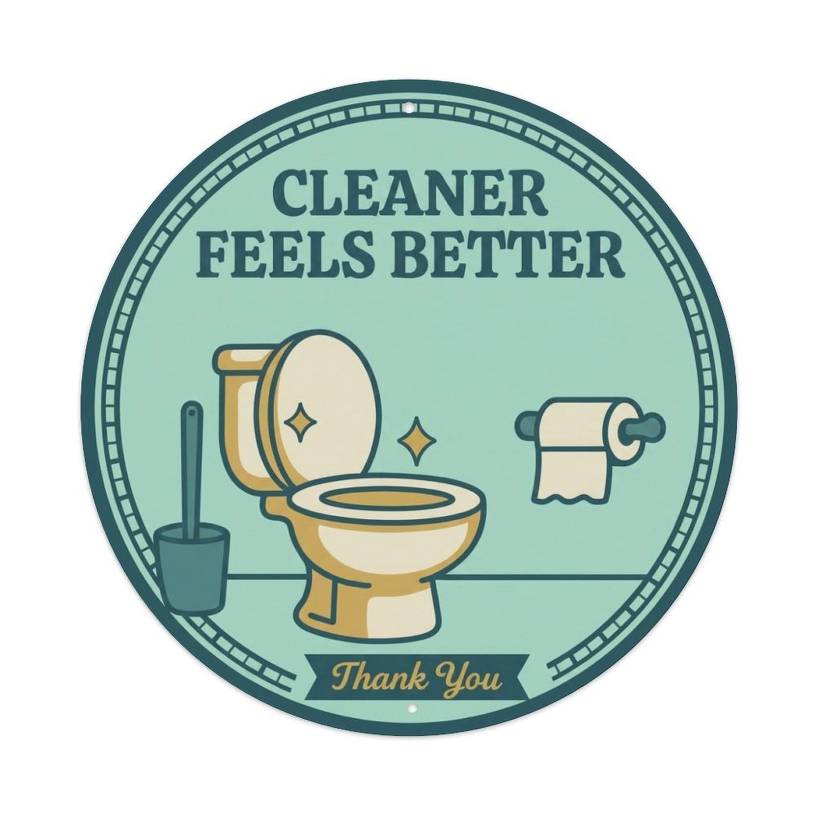 Olhnbad Style Cleaner Feels Better Toilet Quote Cartoon Bowl Metal Tin Sign