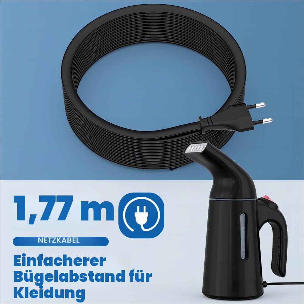 Steamer Dampfglätter, 40S Aufwärmzeit Reise Dampfglätter Hemdenbügler, 700W Reisebügeleisen Dampfbürste für Kleidung, Reisen und Zuhause, Dampfbügeleisen Reise Steamer, GY169, Schwarz