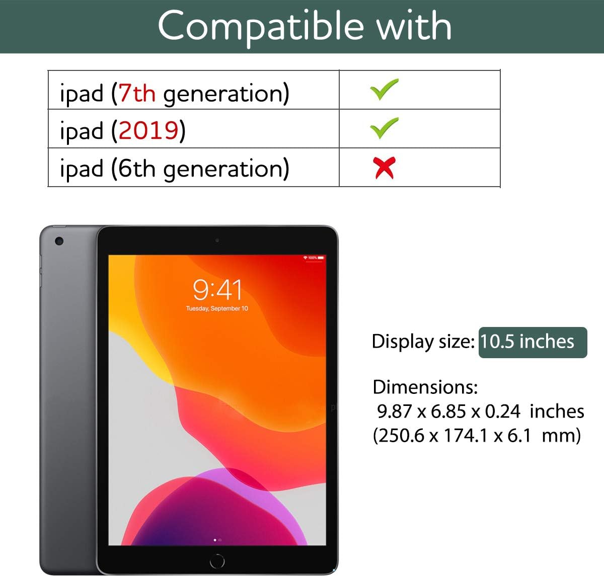 SURITCH Case for iPad Air 3 2019(3rd Gen)/iPad Pro 10.5 2017,[Built-in Screen Protector][Pencil Holder] Full Body Trifold Stand Protective Case Cover with Auto Wake/Sleep for Apple iPad 10.5"-Green