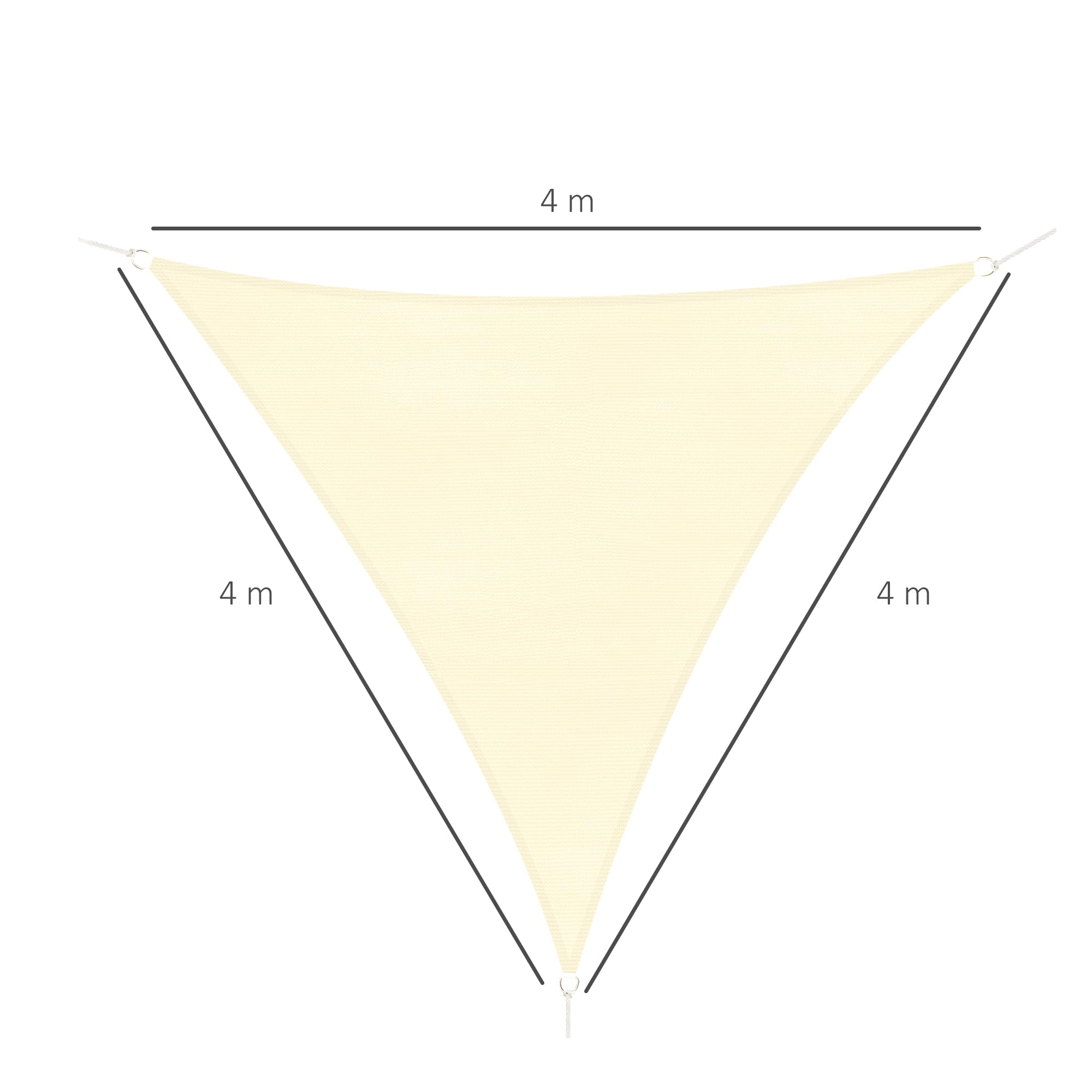 Outsunny Tenda Parasole Triangolare 4x4x4 m in Tessuto Anti-UV Impermeabile Beige per Esterni