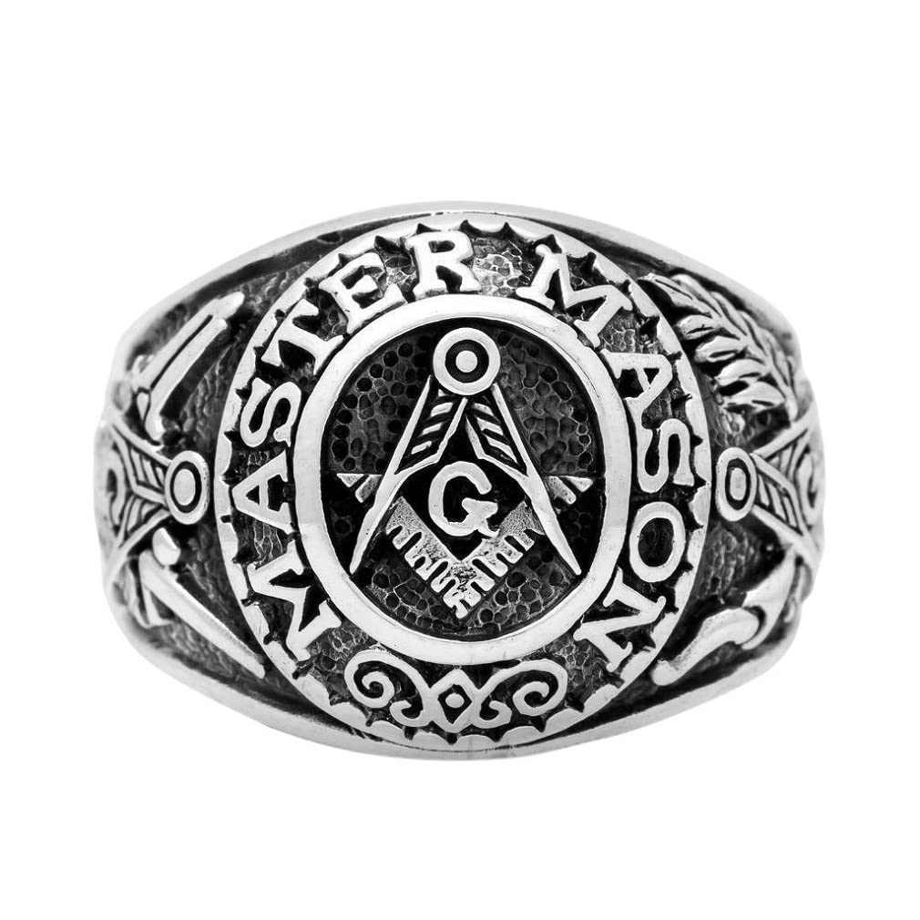 Pikalfmaster Masonic Ring For Men Compass Masonic Freemason Ring