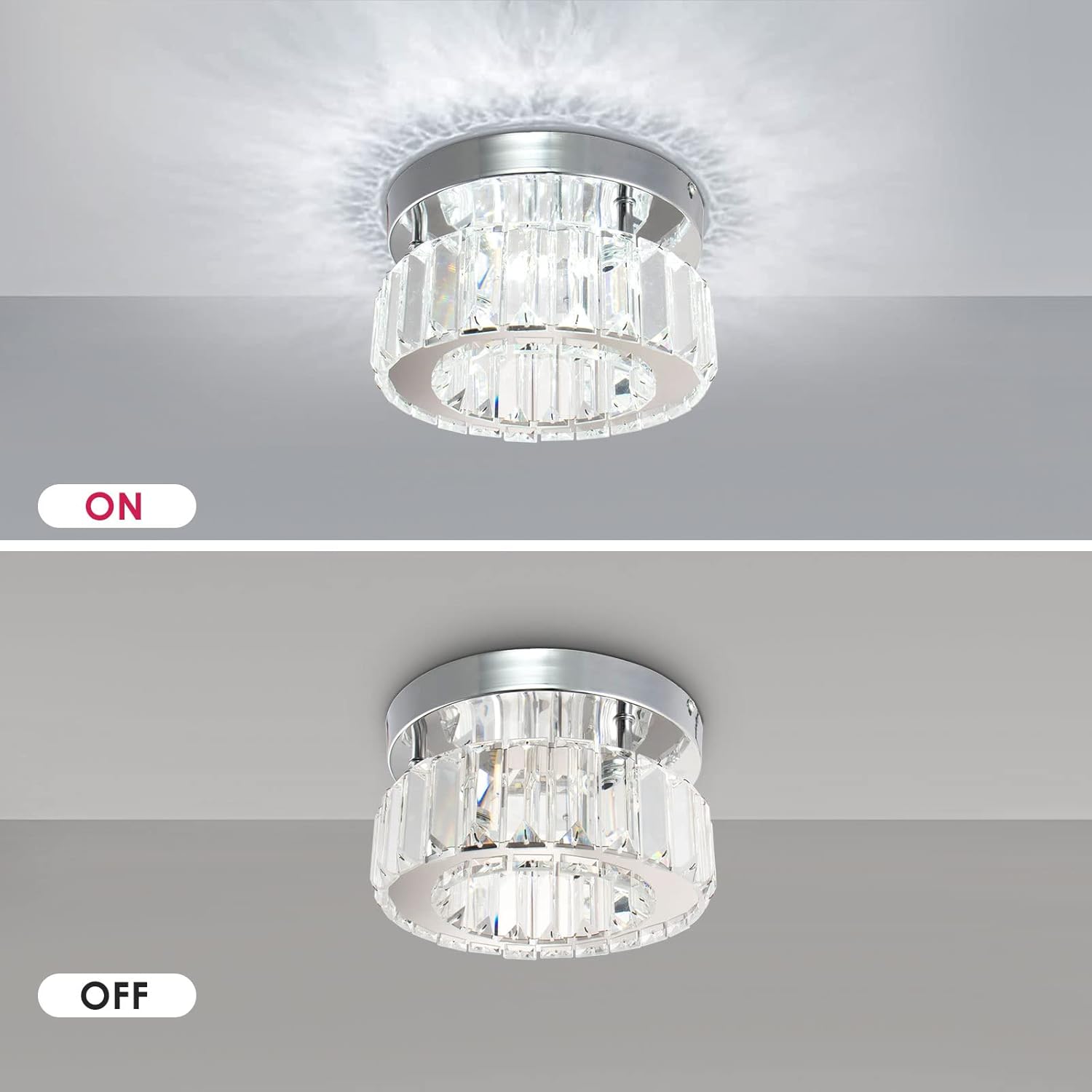 CLAIRDAI Flush Mount Ceiling Light Fixture LED Mini Chandeliers with Crystals Hallway Light Mini Modern Crystal Chandeliers Bedroom Chandelier for Bathroom Kitchen Office