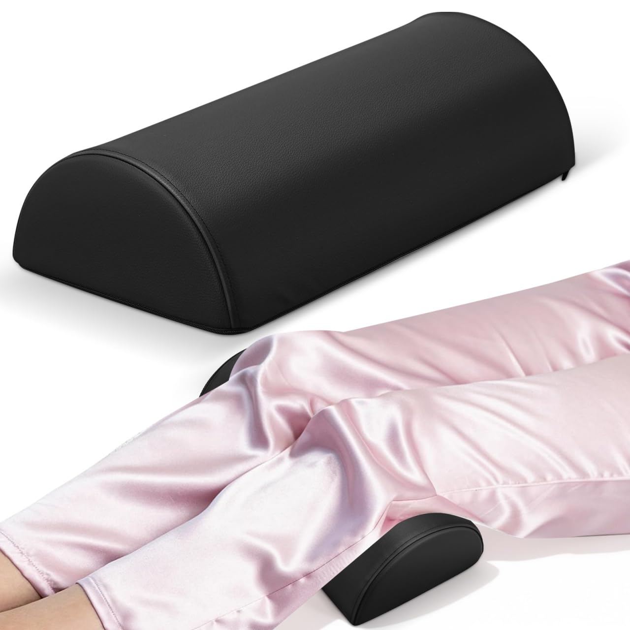 Veemoon Coussin Demi-Rond Noir en Mousse à Mémoire de Forme pour Jambes et Pieds Traversin Ergonomique pour Table de Massage Accessoire Spa Réutilisable et Facile à Nettoyer Institut