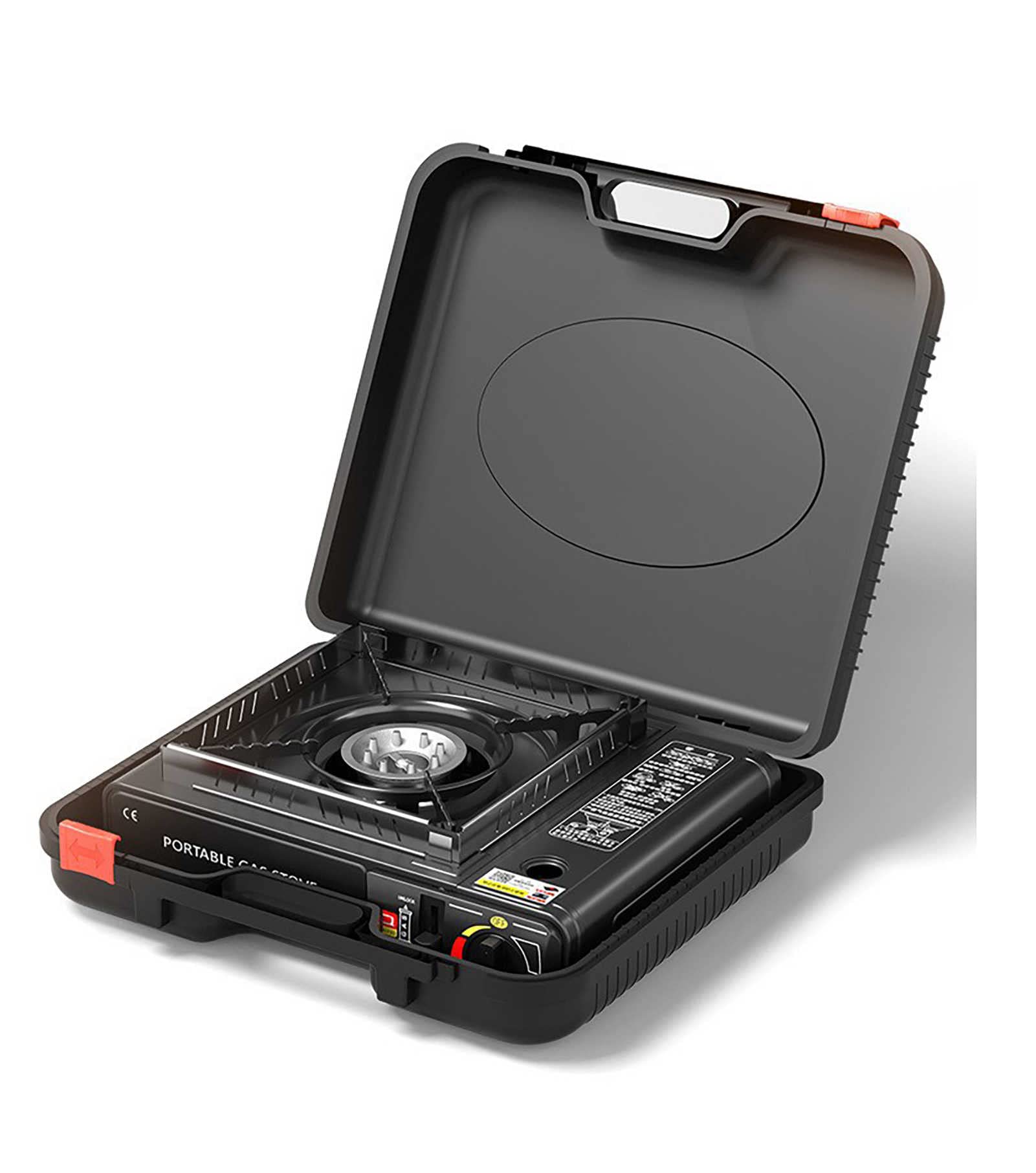 Estufa de acampada, cocina de gas portátil compacta, estufa de gas de un solo quemador, con funda de transporte, para el hogar, restaurante, interiores y exteriores