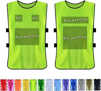 Augctoer DIY Soccer Football Basketball Pennies, Scrimmage Vest Sports Pinnies, Team Practice Pinnies, Training Vest for Kid Adult Youth Red