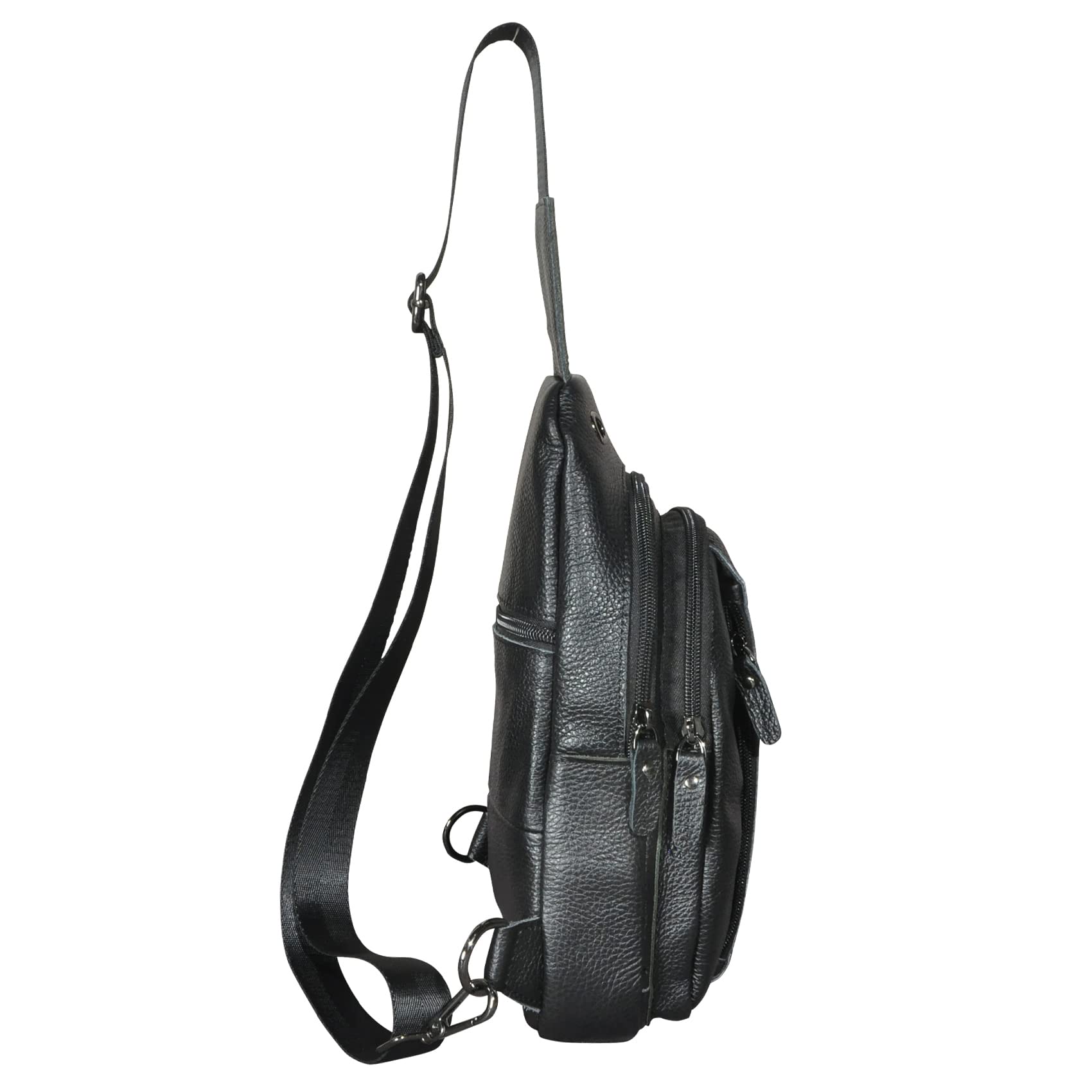 Le’aokuu Herren Echtes Leder Hüfttasche Brusttasche Bauchtsche Crossbody Bag Sling Bag Schultertsche Brustbeutel Für Motorrad Joggen