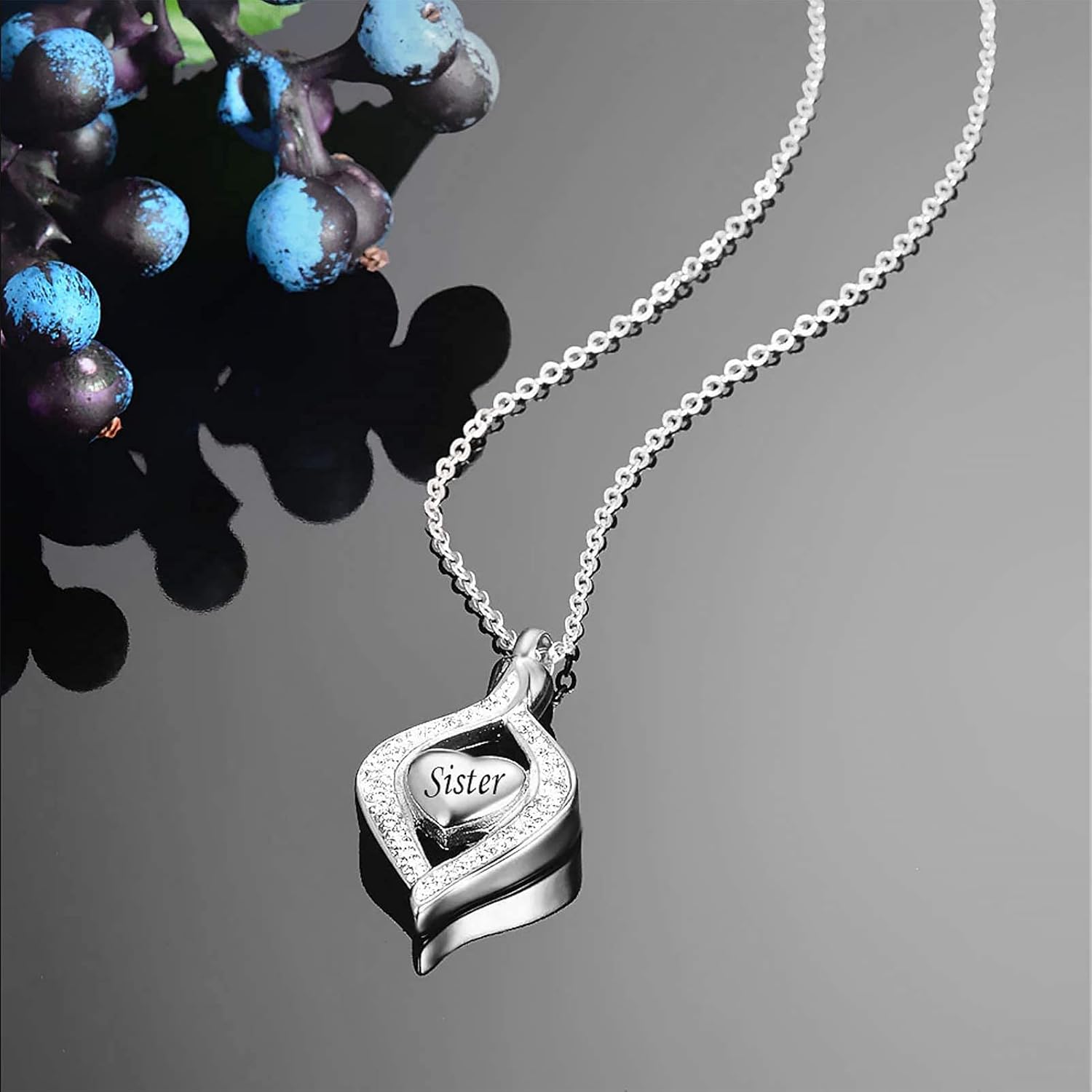 Teardrop Eye of My Heart Crystal Cremation Urn Necklace for Human Pet Ashes Holder Memorial Keepsake Pendant Jewelry - Image 3