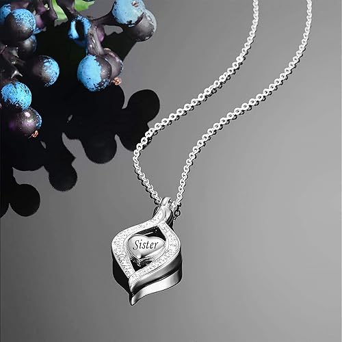 Miniatura 3 de Collar de urna de cremación de cristal con forma de lágrima de ojo de mi corazón para cenizas de mascotas humanas, colgante de recuerdo