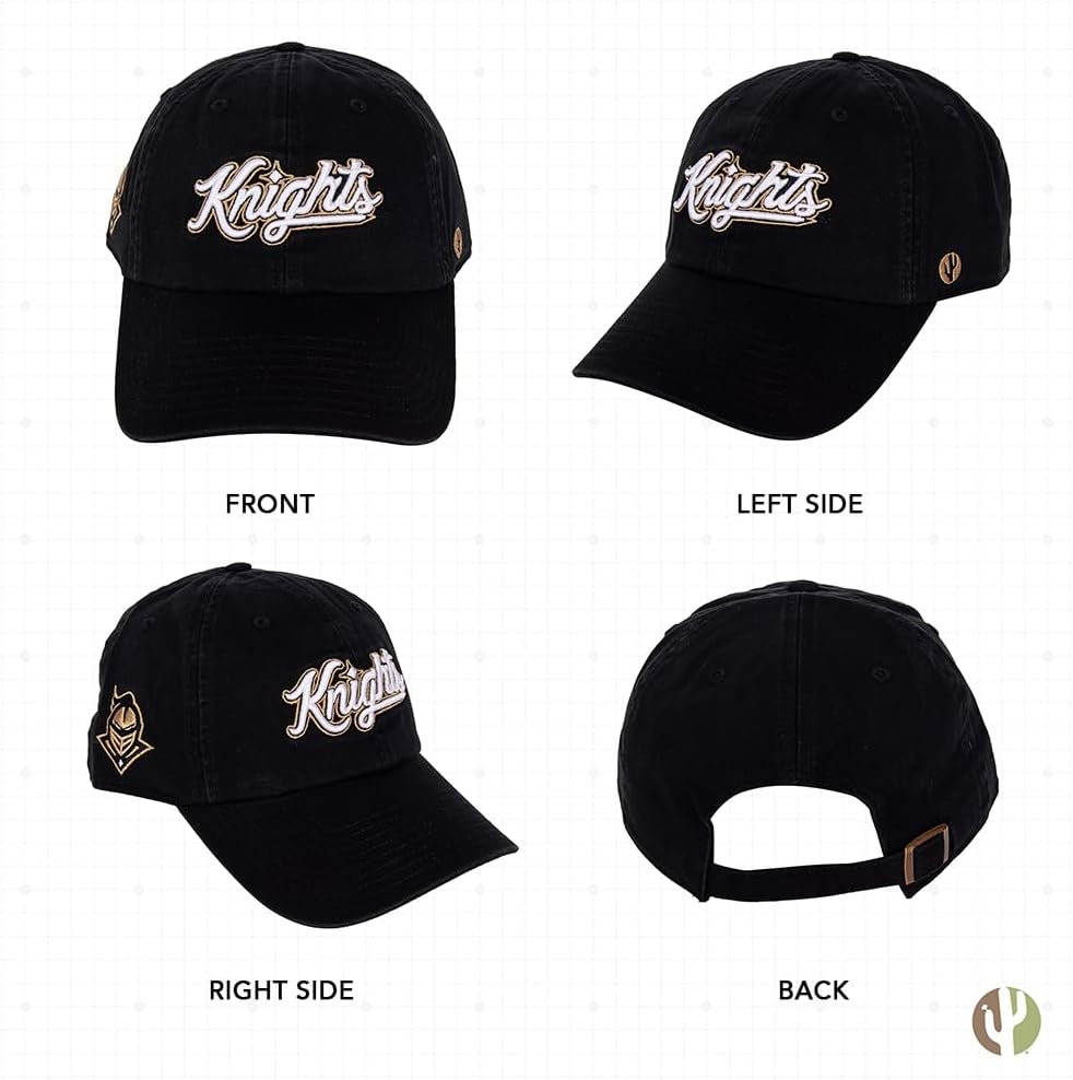 Desert Cactus University of Central Florida Baseball Hat Knights UCF Brimmed Embroidered Hats Cap Adjustable Cloth Strap Adult (Style A) Black - Image 3
