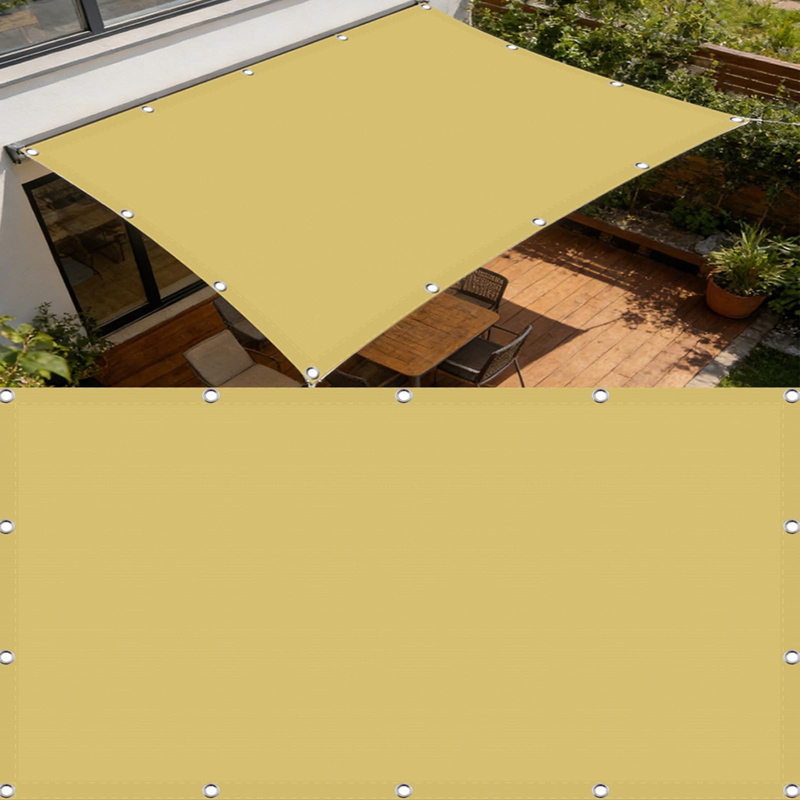 Voile d'ombrage rectangulaire pour camping et grand patio jaune sable