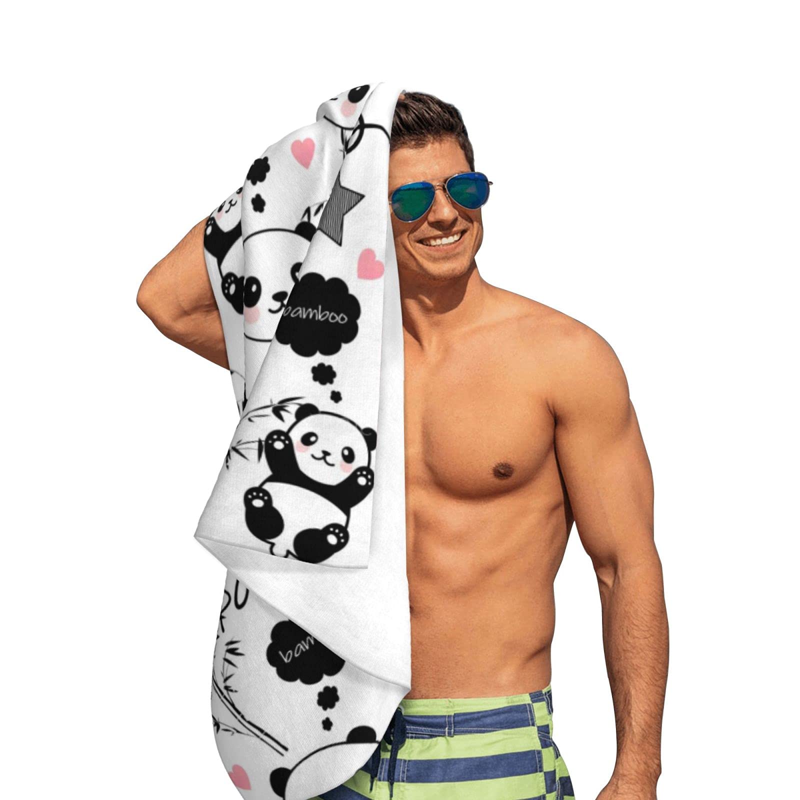 Cute Panda Microfiber Beach Towel - 52x32 Inches, Super Absorbent, Quick Dry, For Pool, Beach, Travel, Gym - View #6