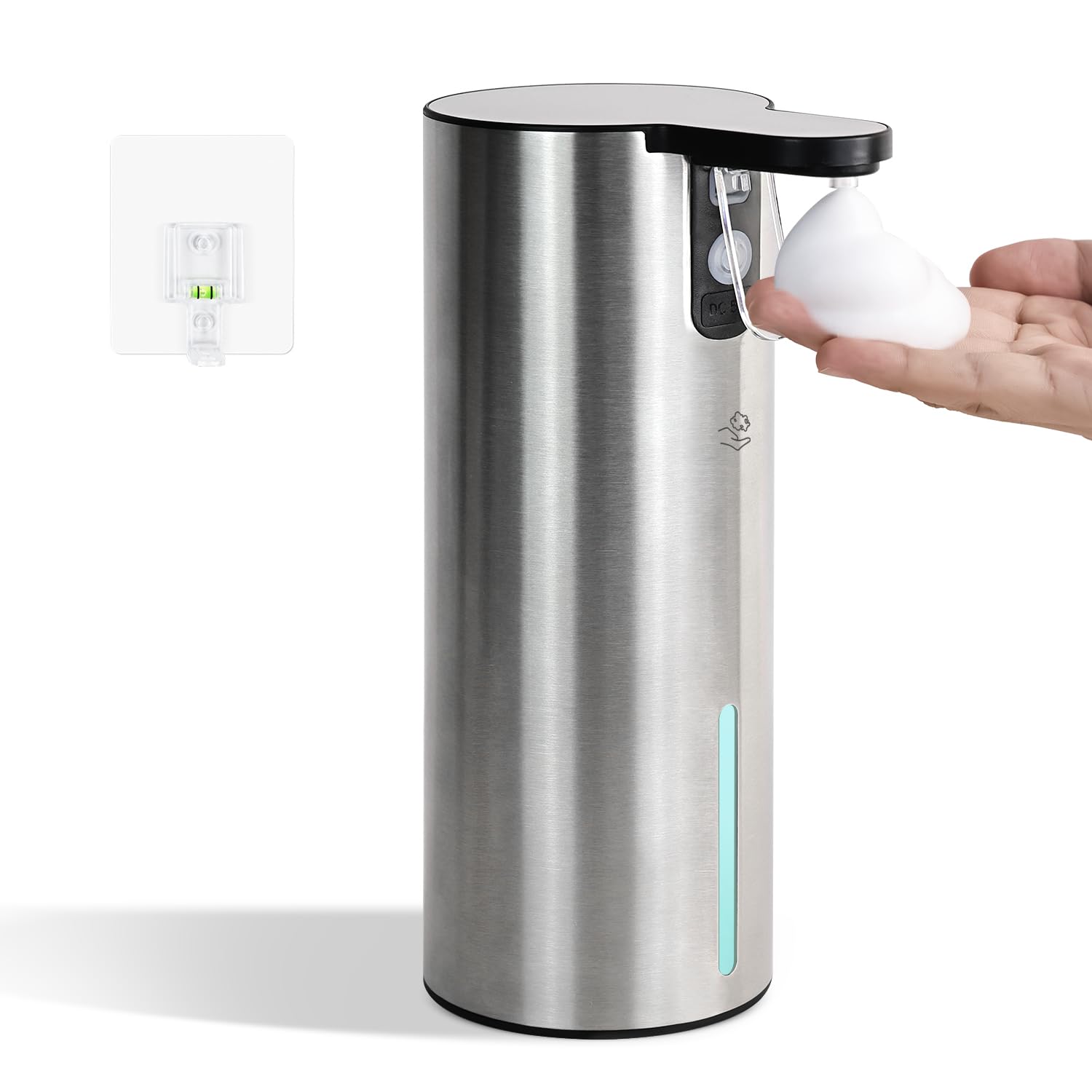 Dispenser elettrico di sapone schiumogeno, dispenser di sapone per le mani ricaricabile in schiuma touch per bagno, pompa di sapone in acciaio inossidabile per cucina, resistente all'acqua, regalo di