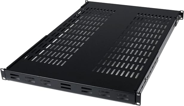 1U Adjustable Vented Server Rack Mount Shelf - 175lbs - 19.5 to 38in Adjustable Mounting Depth Universal Tray for 19" AV/ Network Equipment Rack - 27.5in Deep , TAA ADJSHELF