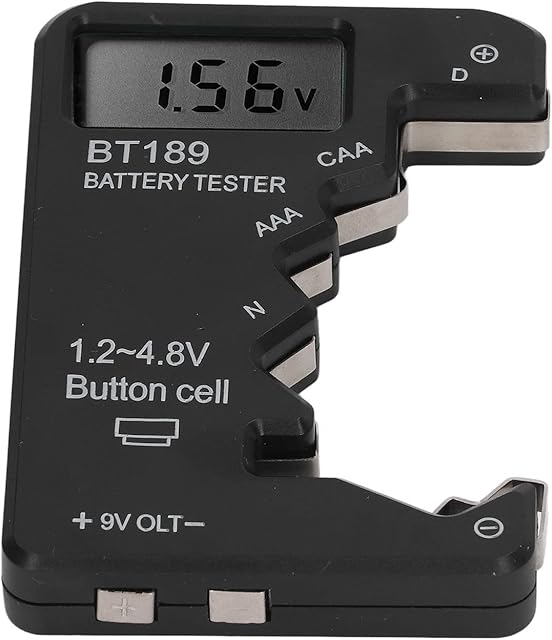 Battery Checker Capacity Tester Meter Digital Display Tool Battery Voltmeter and Charging System Analyzer for AA AAA 6F22 9V 1.5V (Black)