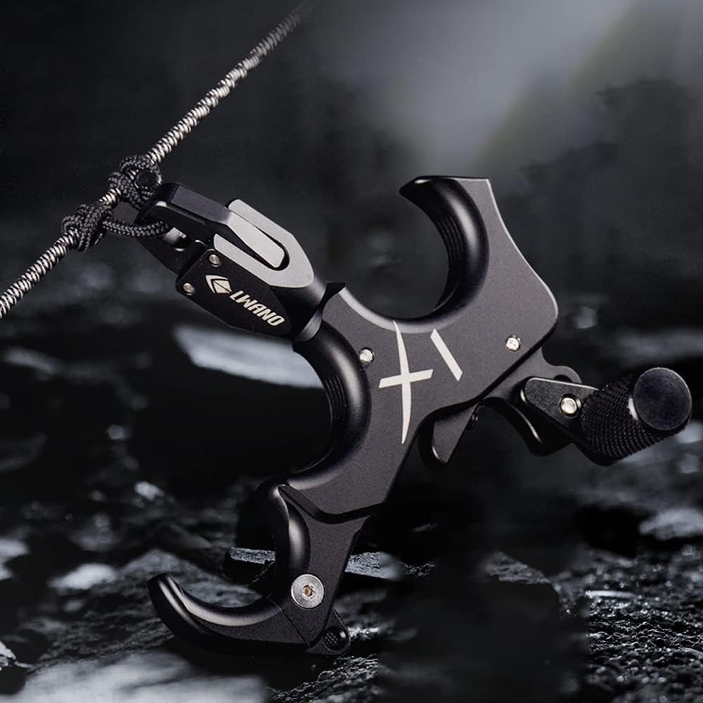 Archery Bow Release Aid Compound Bow Release Thumb Trigger 3/4 Fingers Adjustable 360 ° Rotate Clamp for Hunting Shooting