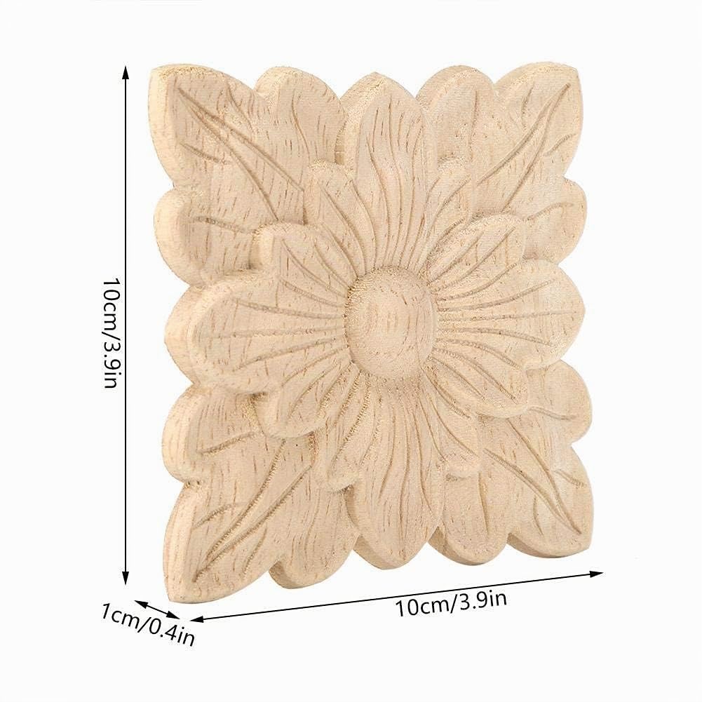Jeffergarden 4 Pièces Ornement en Bois Sculpté Meubles Européen Porte Jardin Décoratif Applique Patch Chaise Table Armoire