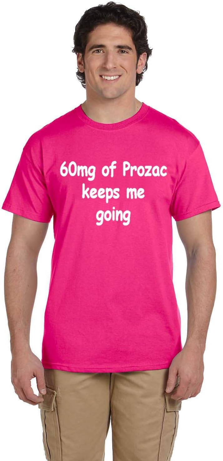 Mens 60mg of Prozac keeps me going T-Shirt - Heliconia - Large