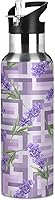 Vista 8 de Lavender Flowers Insulated Water Bottle 20 Oz, BPA-Free Sports Water Bottle with Straw Leakproof Water Bottles
