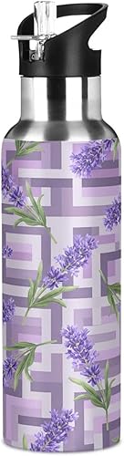 Miniatura 8 de Lavender Flowers Insulated Water Bottle 20 Oz, BPA-Free Sports Water Bottle with Straw Leakproof Water Bottles