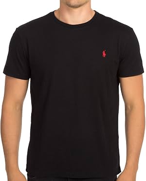 POLO RALPH LAUREN Camiseta de Cuello Redondo con Logo Pony para Hombre, Negro RL, Grande