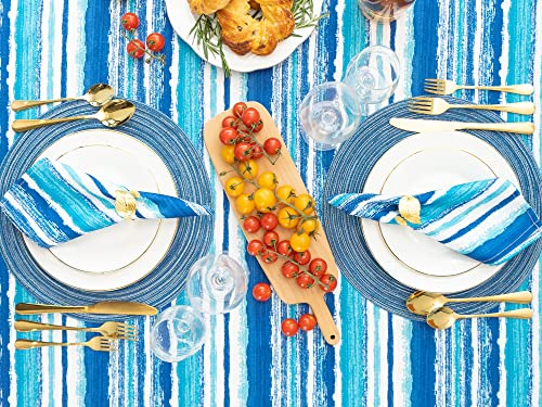 Outdoor Table Cloth - 60 X 84 Inch Rectangle Tablecloth - Waterproof Wrinkle Free Table Cover With Zipper And Umbrella Hole For Spring Summer Decorations, Picnics And Parties, Crayon Art (Ocean) #TOP7