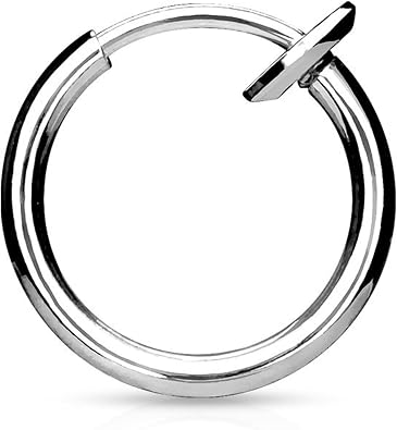 Covet Jewelry Spring Action Titanium IP Over 316L Stainless Steel Non-Piercing Septum, Ear and Nose Hoop