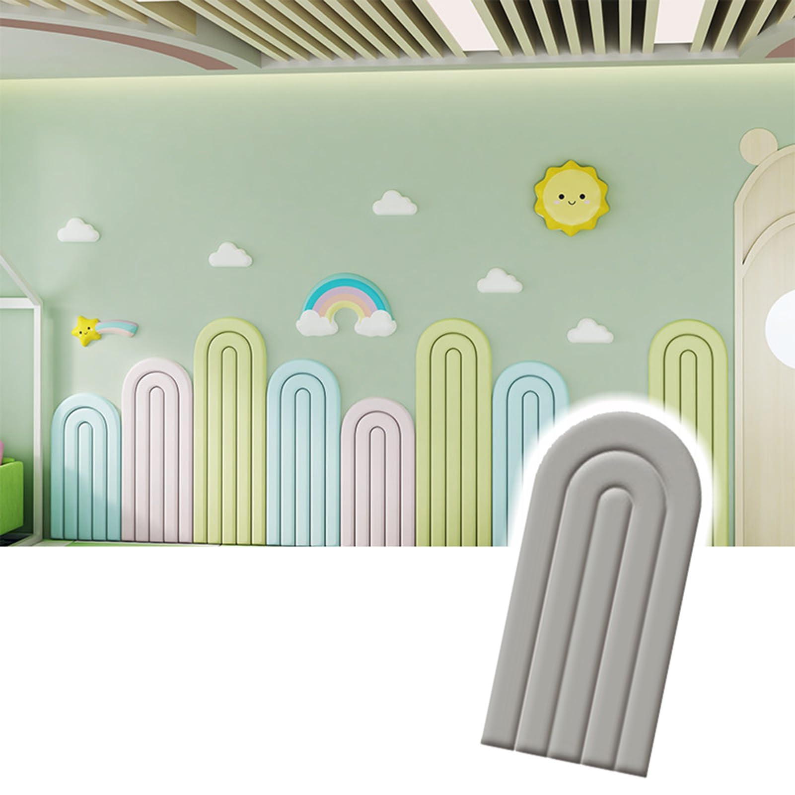 Panneaux muraux en forme de U rose pâle 40x120cm pour déco chambre enfant