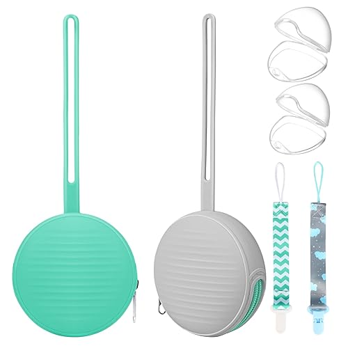 Miniatura 11 de Estuche para Chupete, Portachupetes para Set de Artículos Esenciales de Viaje para Bebés sin BPA Amarillo + Rosa,Gris + verde.,Verde +