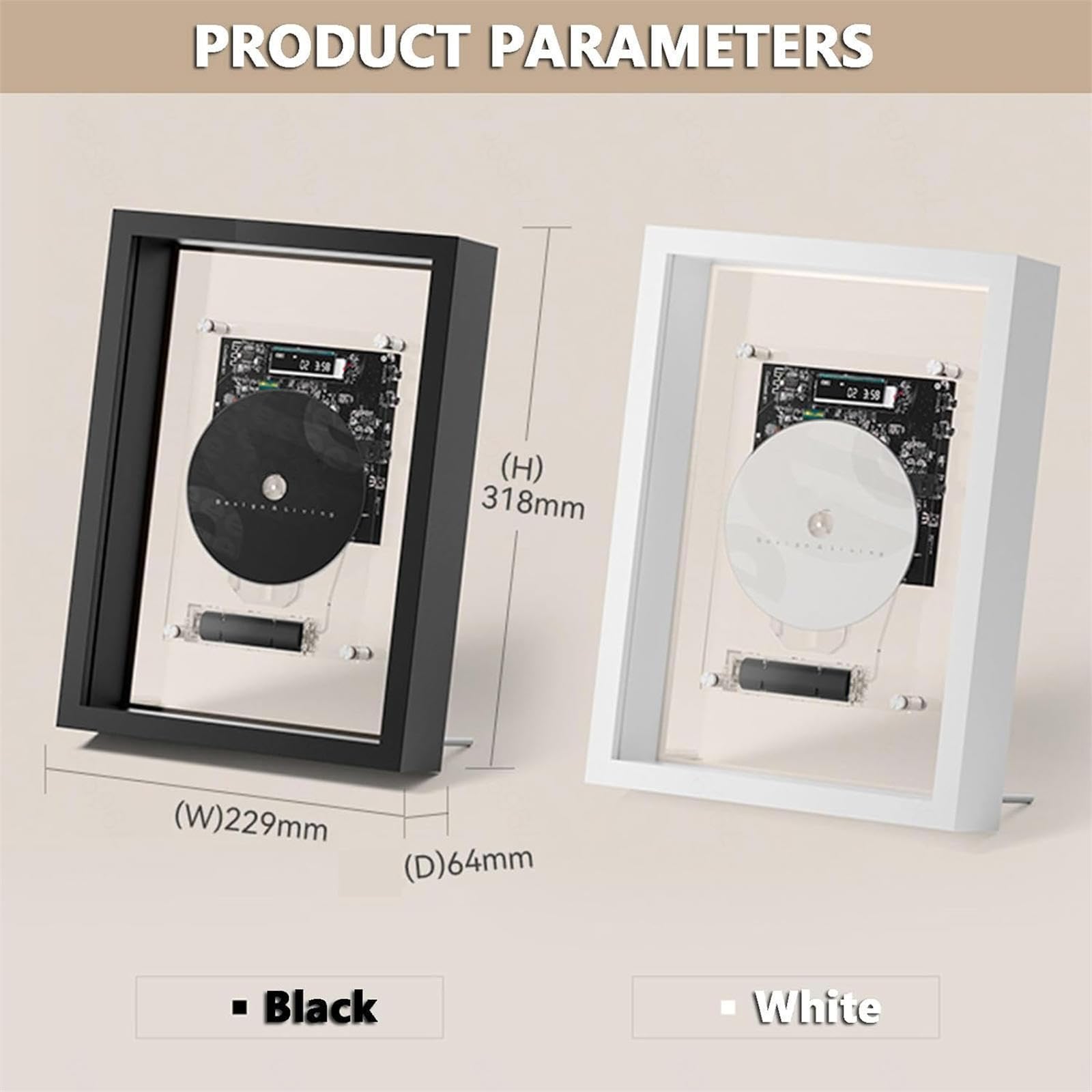 Lettore CD montabile a parete con telecomando, display digitale a LED, Bluetooth 5.0 e uscita AUX da 3,5 mm, design decorativo per foto, perfetto per casa e ufficio